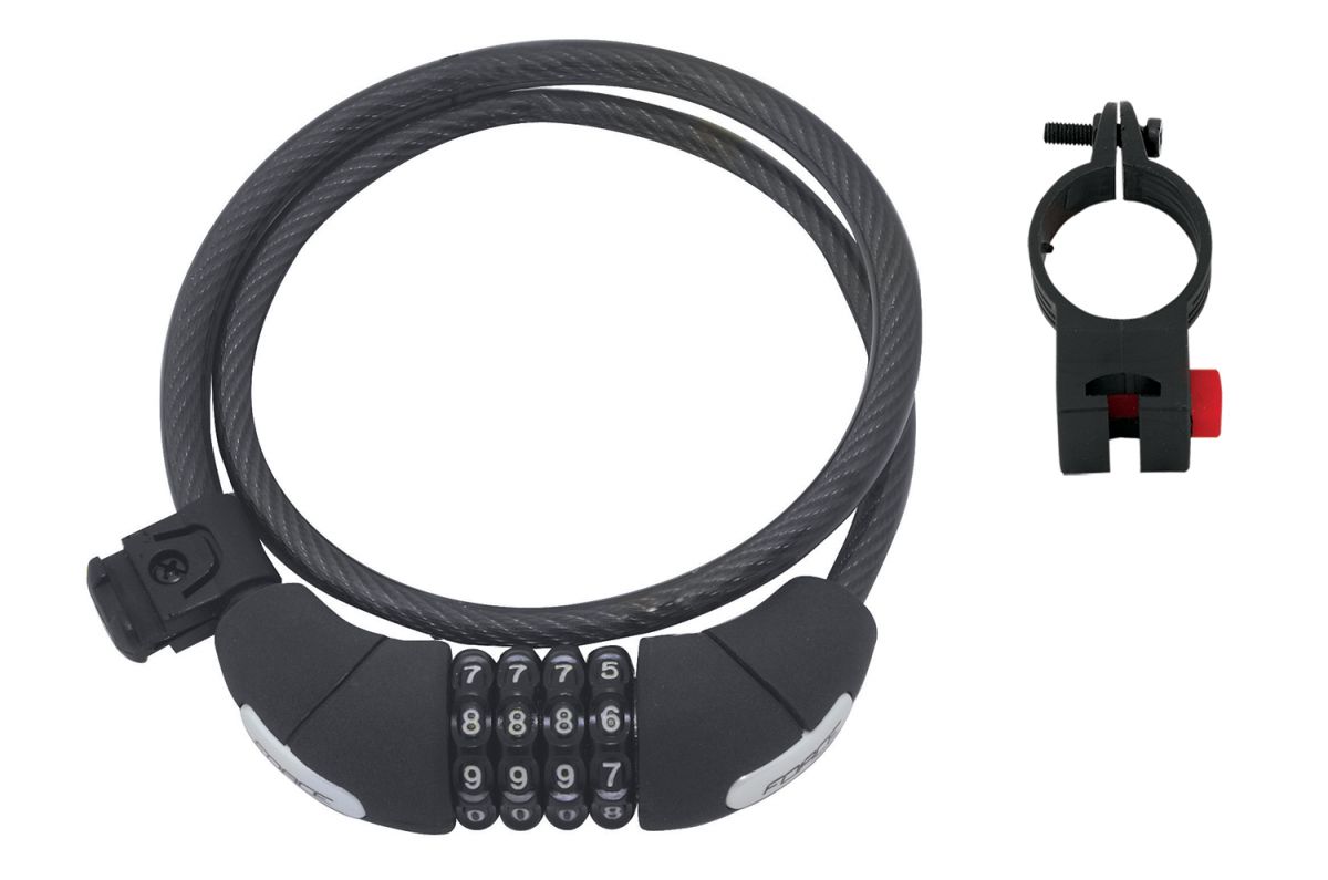 zámek F LUX spirálový kódový 85cm/10mm+držák, črn. FORCE