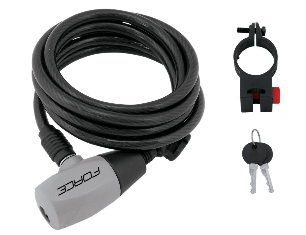 zámek F RON spirálový s držákem 120cm/8mm, černý FORCE
