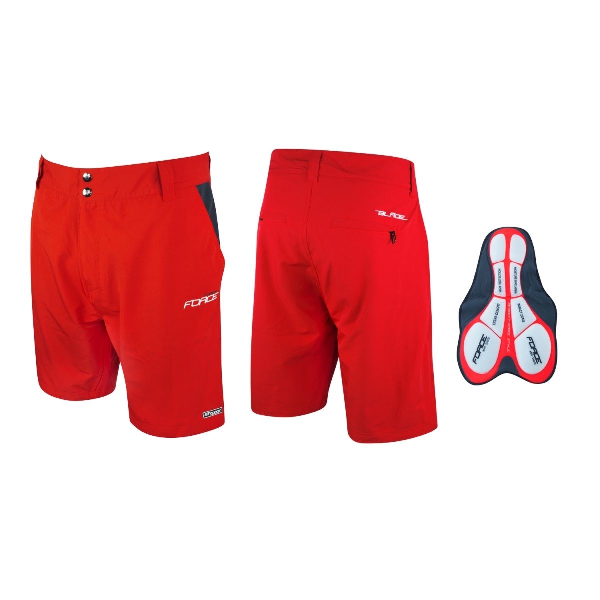 kraťasy F BLADE MTB s odnímatelnou vložkou,červ L FORCE