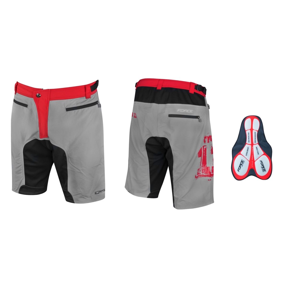 kraťasy F MTB-11 s odnímatelnou vložkou,sv.šedé XS FORCE
