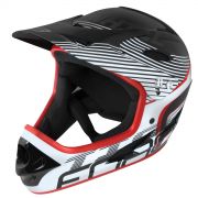 přilba FORCE TIGER downhill, črn-bílo-červ L- XL