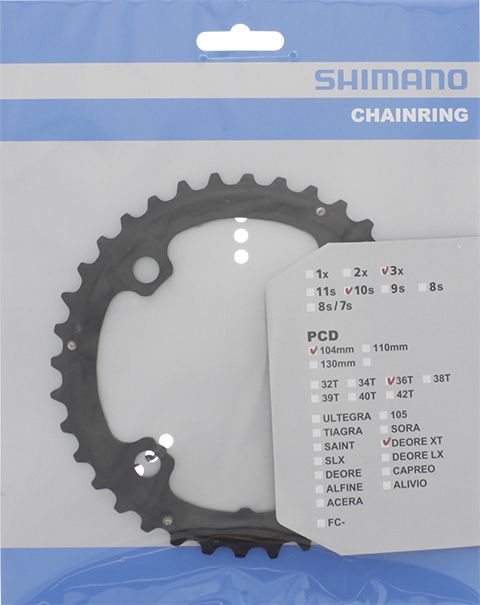 SHIMANO převodník MTB/Trekking-ostatní 36 z 10 spd trojpřevodník AL pro 48-36-26 z černý, 4524667490326,Y1NL98020