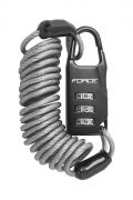 zámek F LUX spirálový kódový 85cm/10mm+držák, črn. FORCE