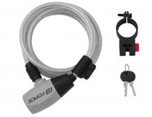 zámek F RON spirálový s držákem 185cm/8mm, černý FORCE