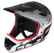 přilba FORCE TIGER downhill, črn-bílo-červ L- XL
