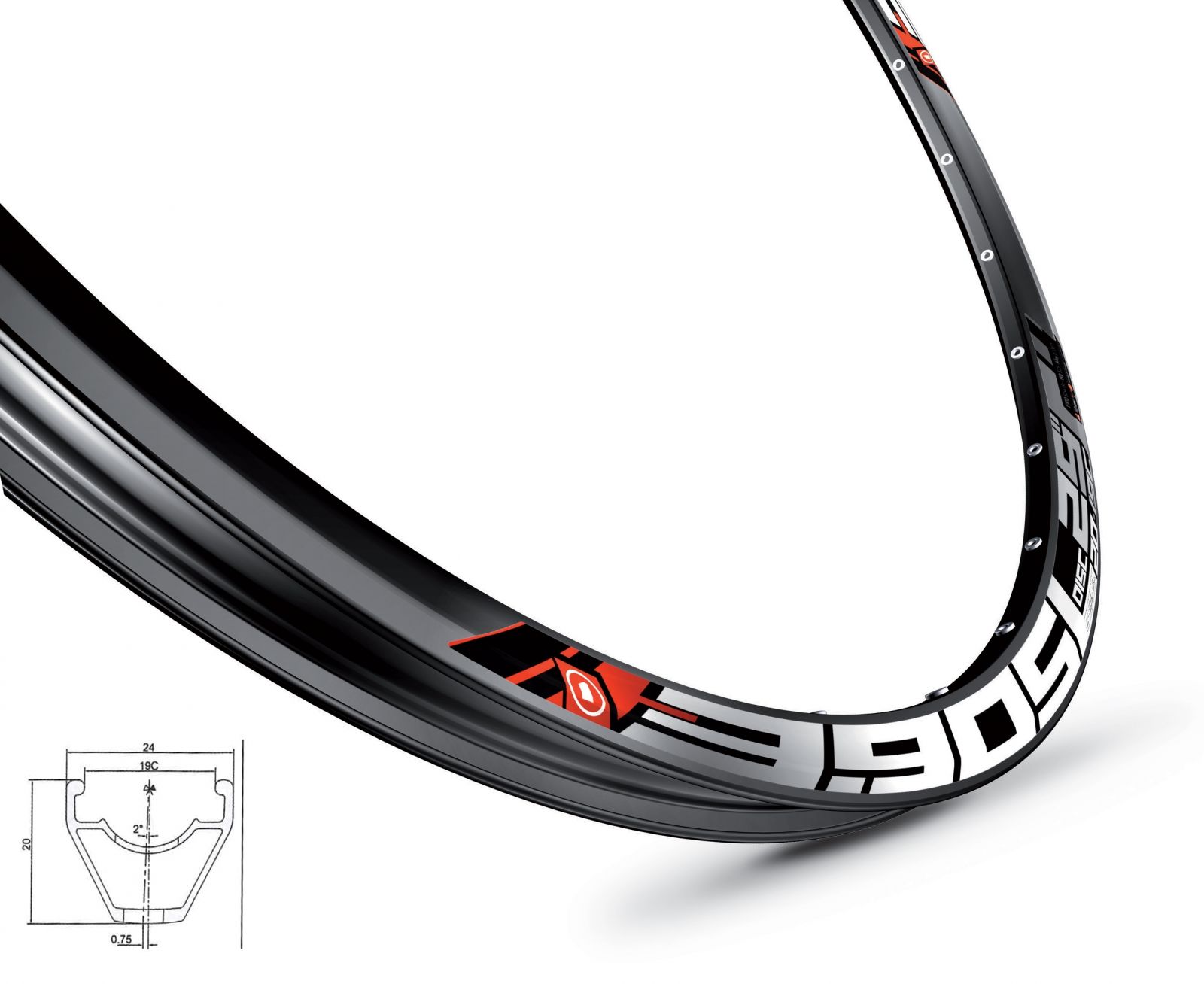 ráfek MACH1 3.90SL DISC 622 x 19, 32 děr, černý MACH 1