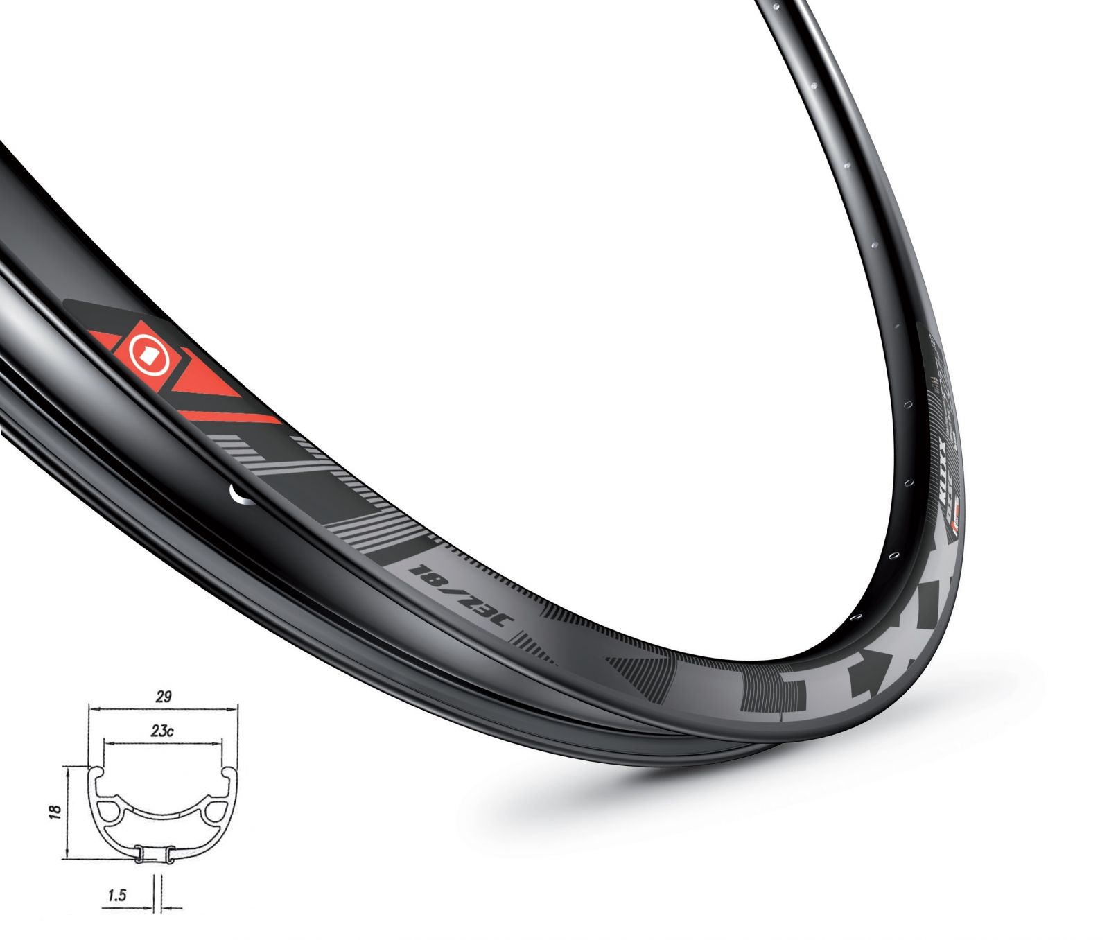 ráfek MACH1 KLIXX DISC 559 x 23, 32 děr, černý MACH 1