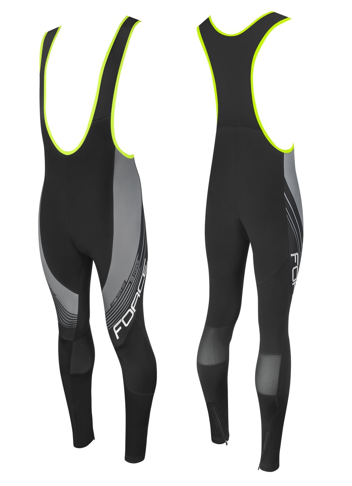 kalhoty FORCE F58 se šráky bez vložky,črn-šedé XS