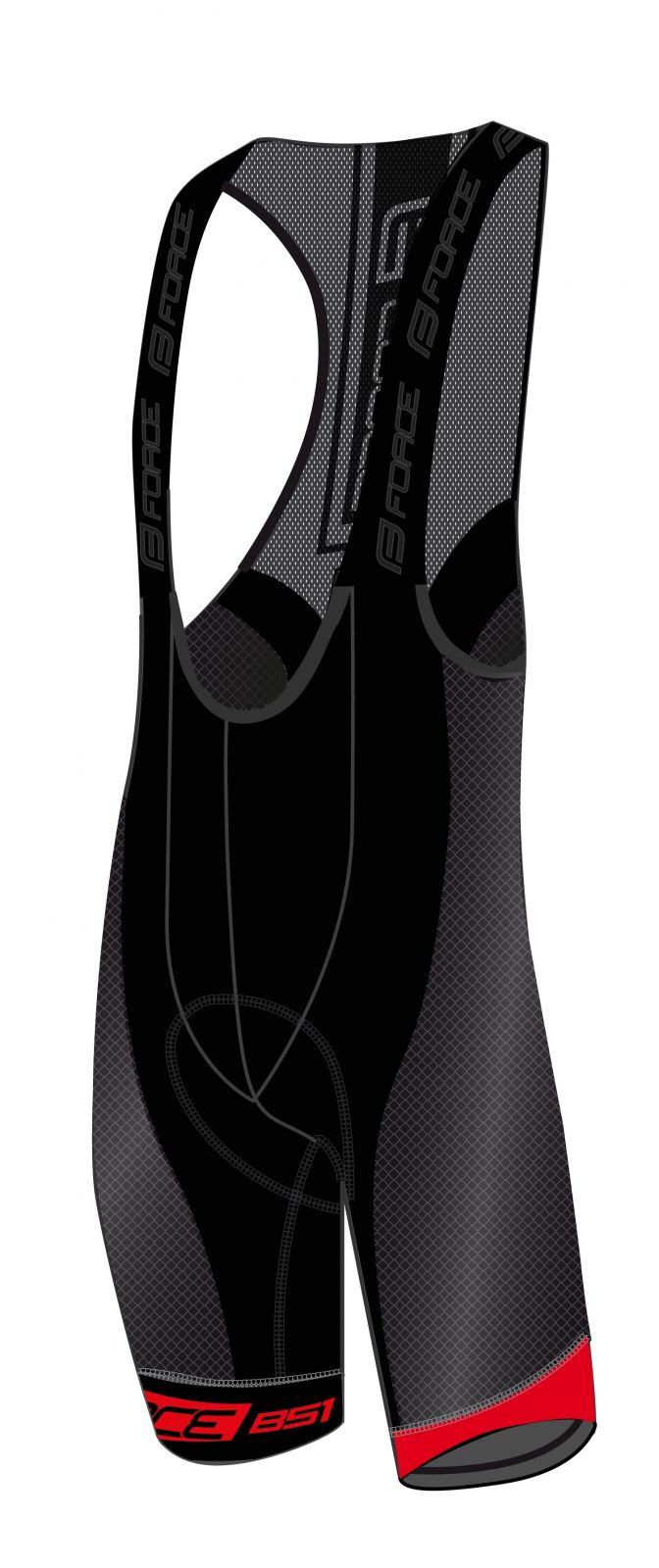 kraťasy F B51 se šráky a vložkou,černo-červené M FORCE