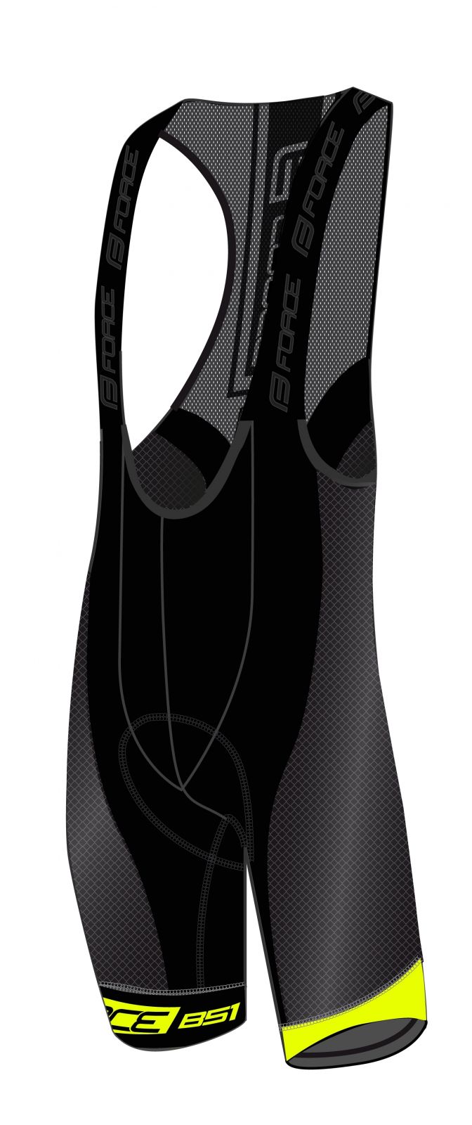 kraťasy F B51 se šráky a vložkou,černo-fluo S FORCE