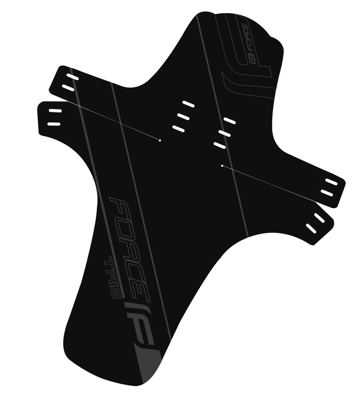 blatník FORCE TRIS na přední vidlici, plast, černý