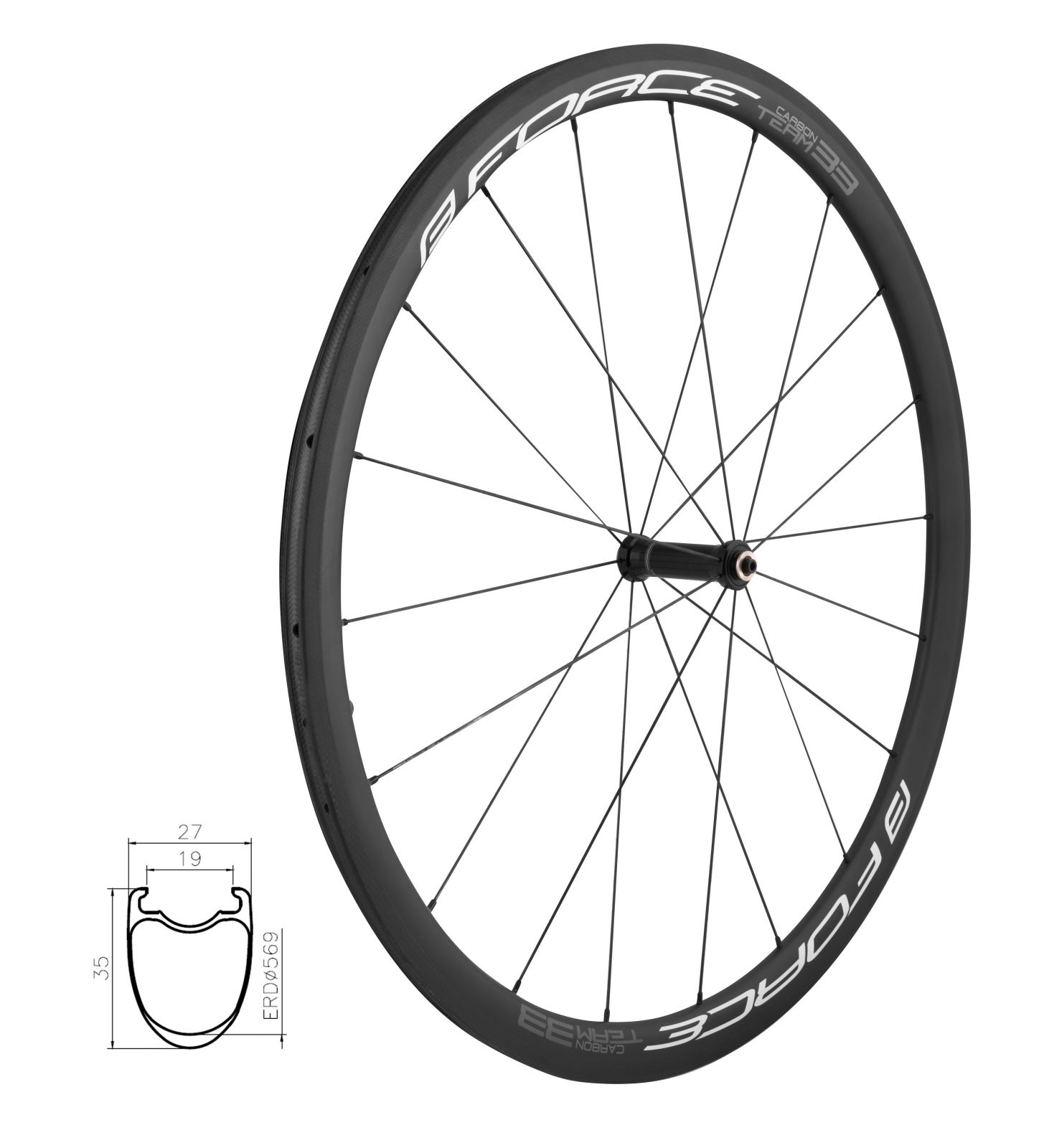 kolo přední siln. FORCE TEAM SP KARBON 33 plášťové