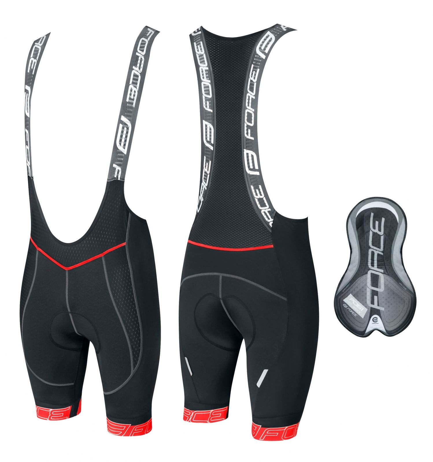 kraťasy F FAME se šráky a vložkou,črn-červené FORCE