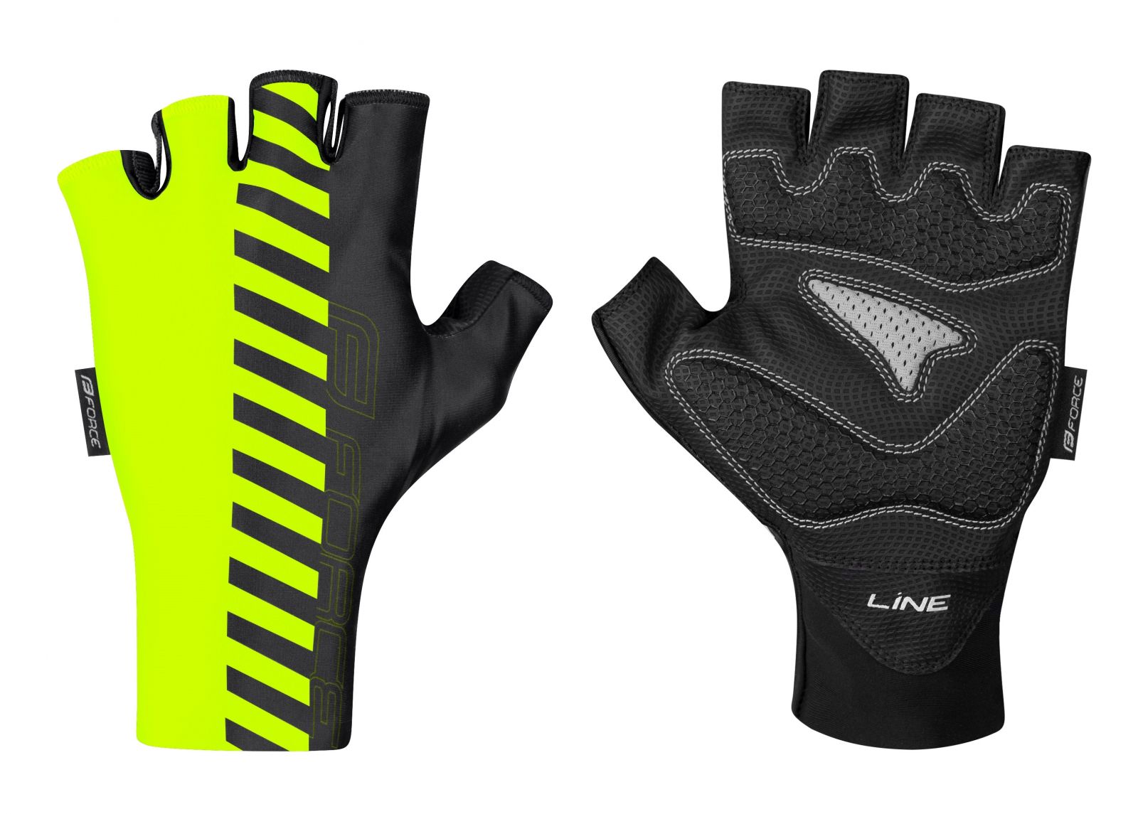 rukavice FORCE LINE bez zapínání, fluo-černé