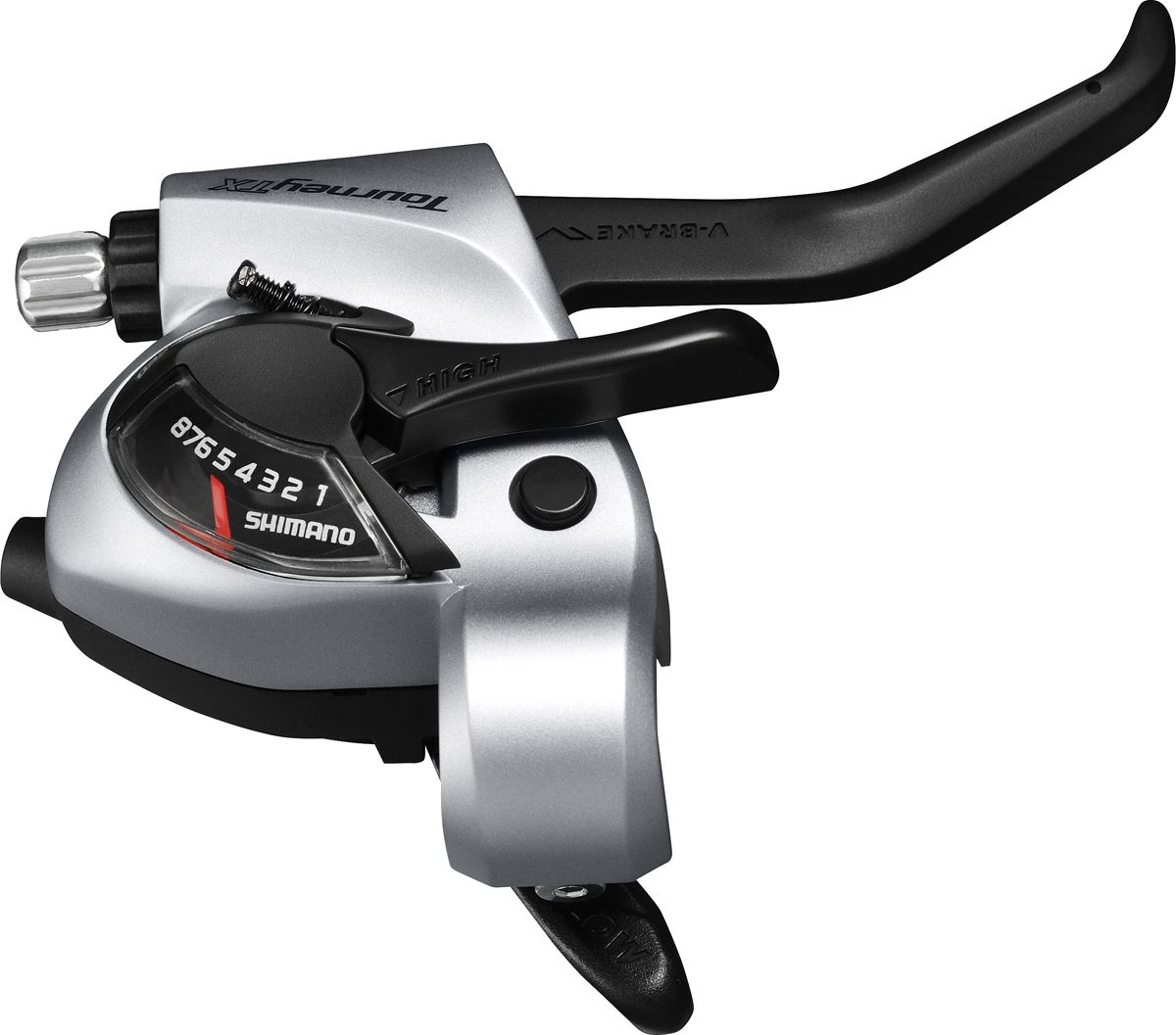 SHIMANO řad/brzd. páka TOURNEY ST-TX800 MTB/trek pro V-brzdy pravá 8 rychl 2 prstá stříbrná