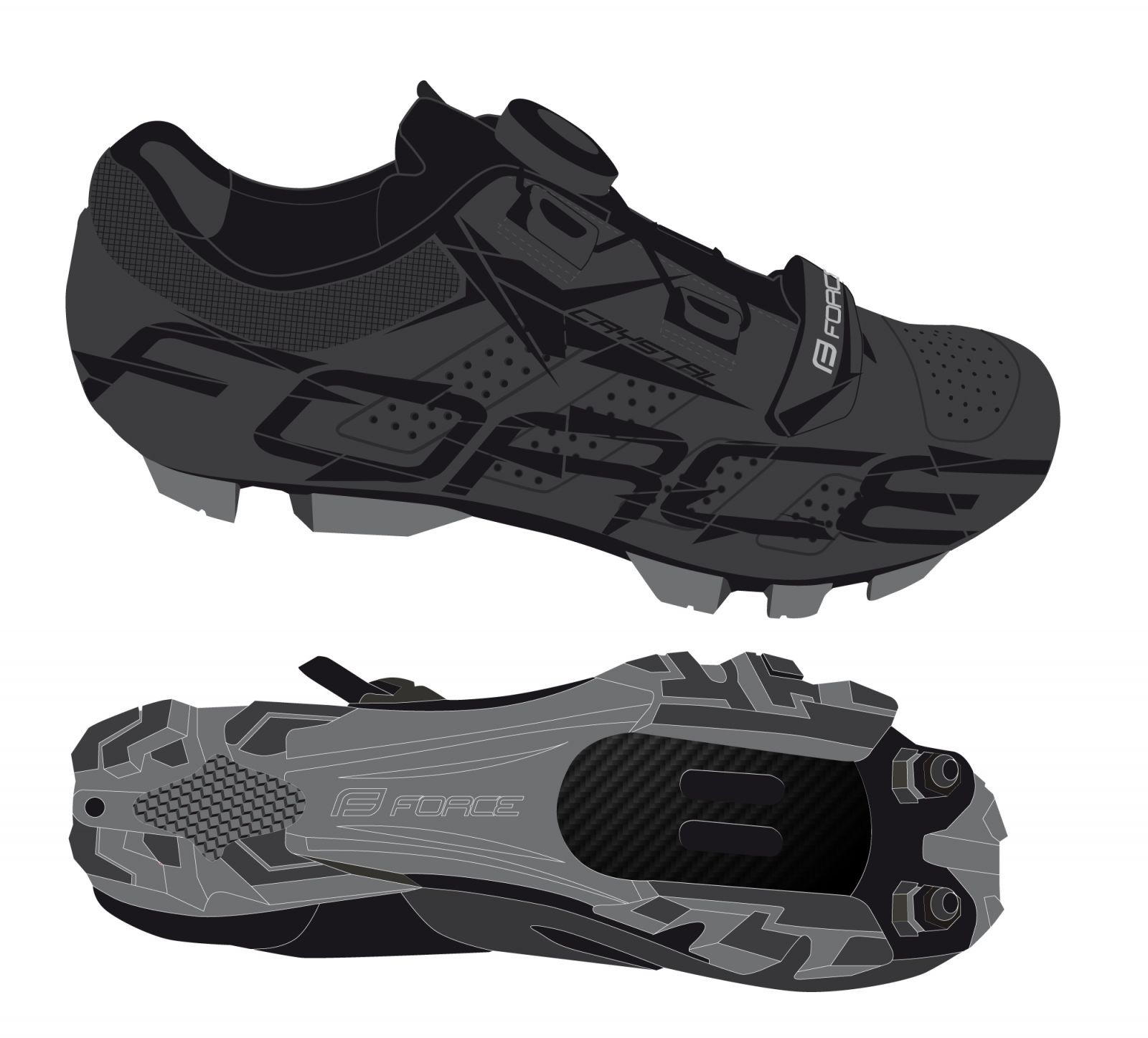 tretry FORCE MTB CRYSTAL21, černé 43,doprava od 79,-kč