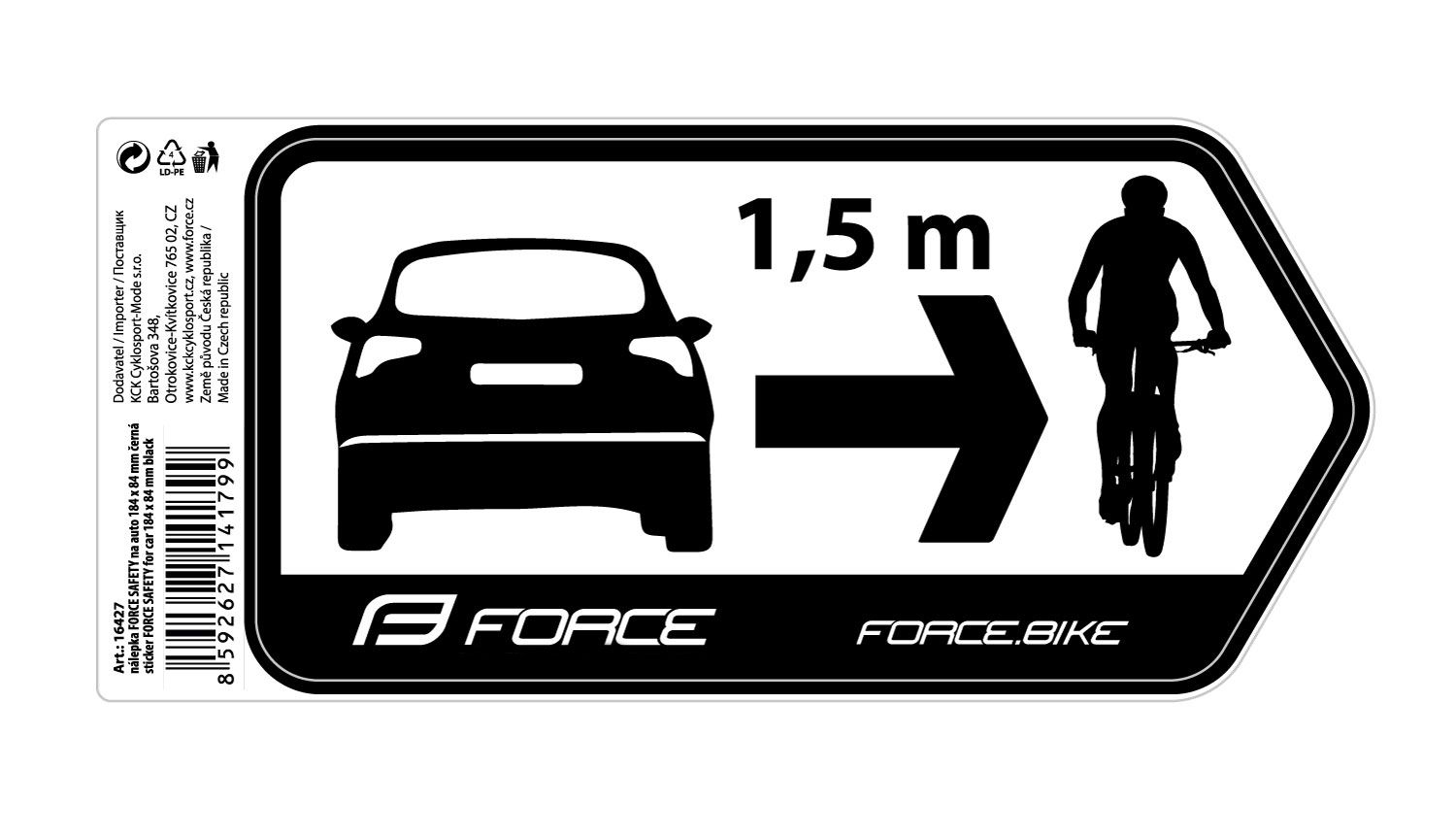 nálepka FORCE SAFETY na auto 184 x 84 mm černá