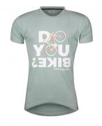 triko FORCE BIKE krátký rukáv, šedo-zelené XL