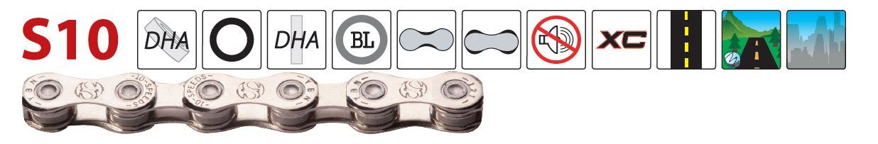 Yaban - Řetěz S10 S2 stříbrný 10x (116čl.)