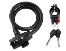 zámek F STRONG spirálový s držákem 180cm/12mm, črn FORCE
