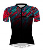 dres F LIFE LADY kr. rukáv, črn-petrol-červený M FORCE
