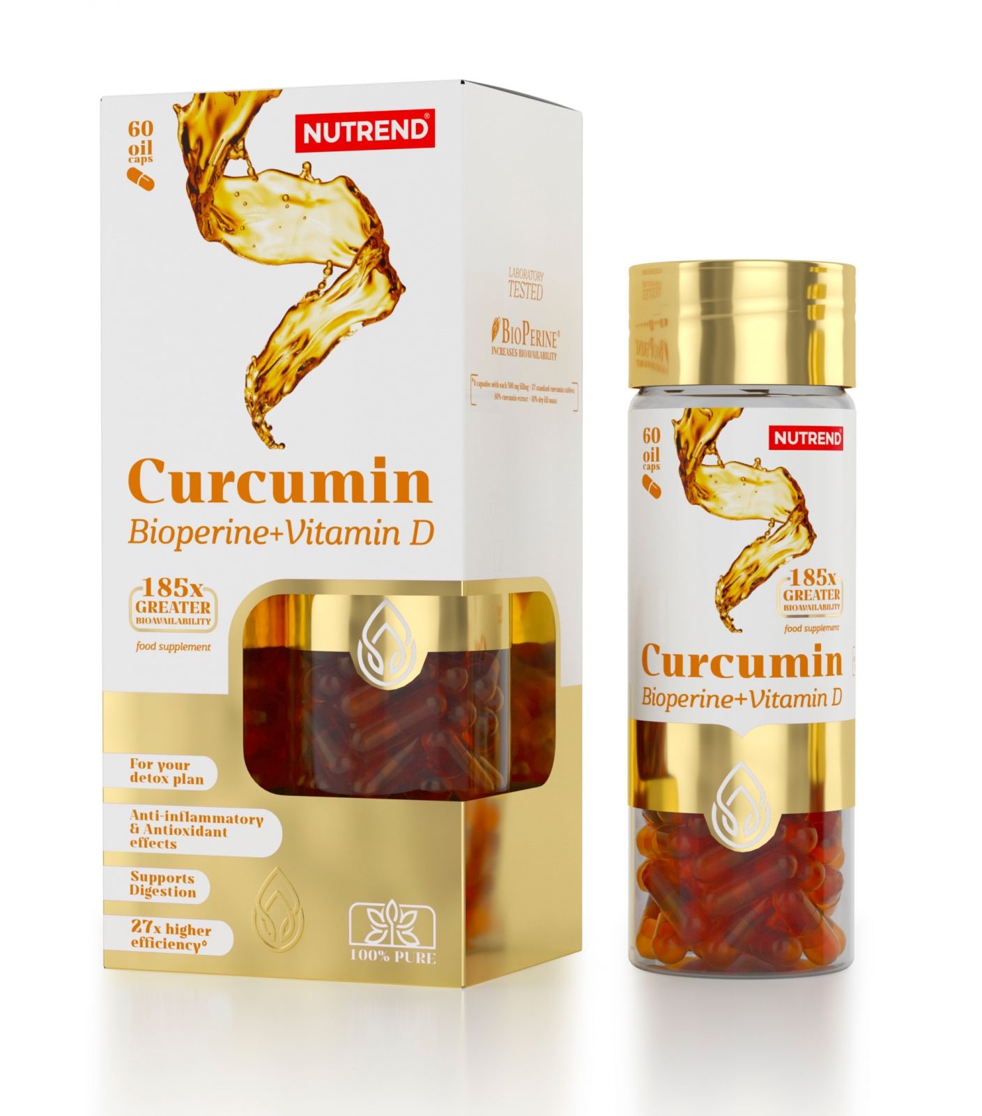 CURCUMIN+BIOPERINE+VITAMIN D, 60 kapslí NUTREND