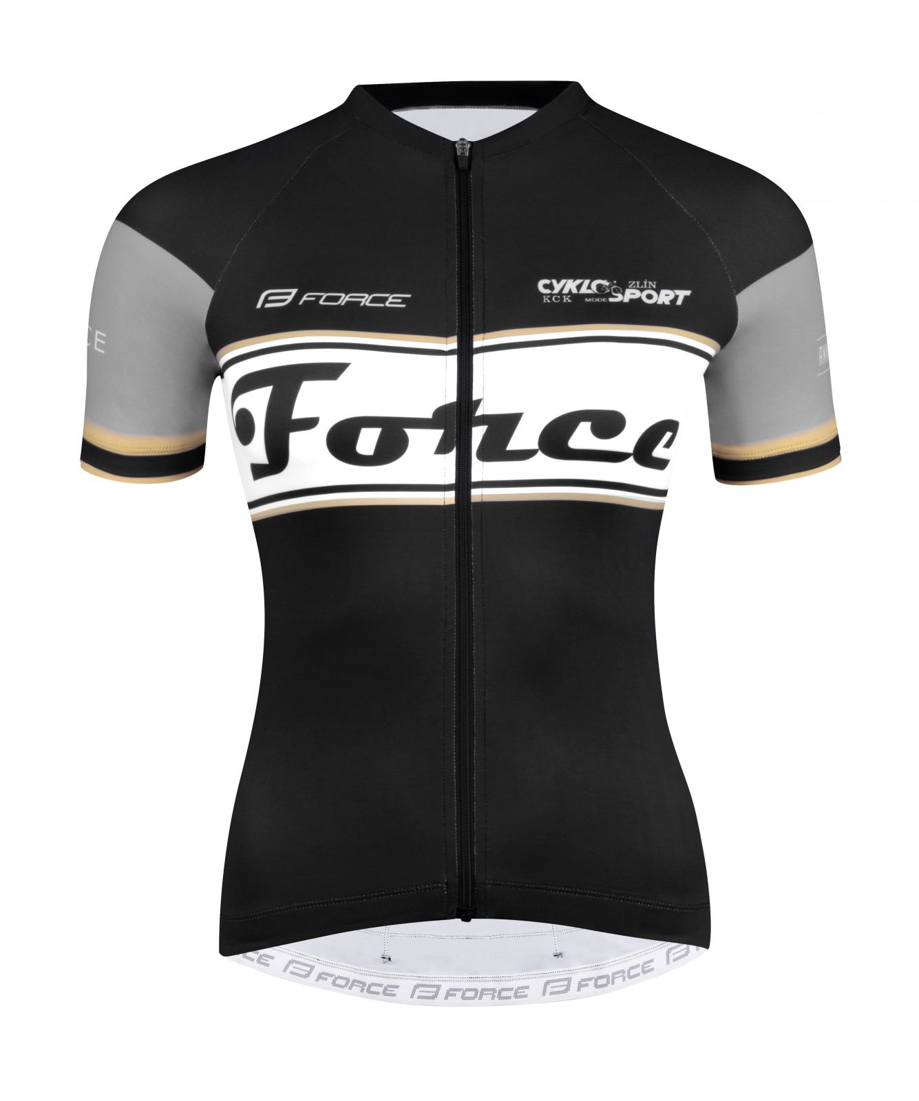 dres F RETRO LADY kr. rukáv, černo-zlatý XL FORCE