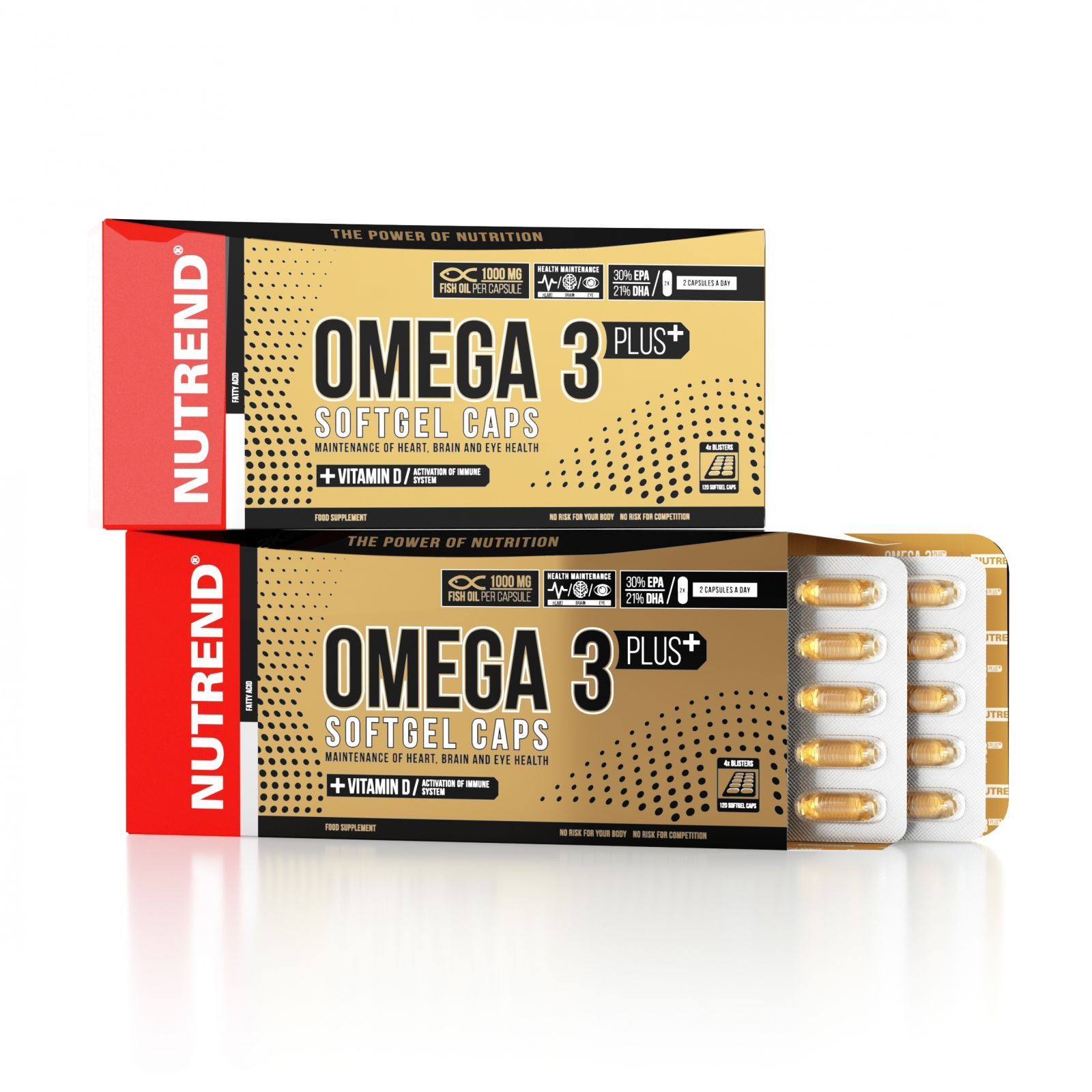 OMEGA 3 PLUS SOFTGEL CAPS, obsahuje 120 kapslí NUTREND