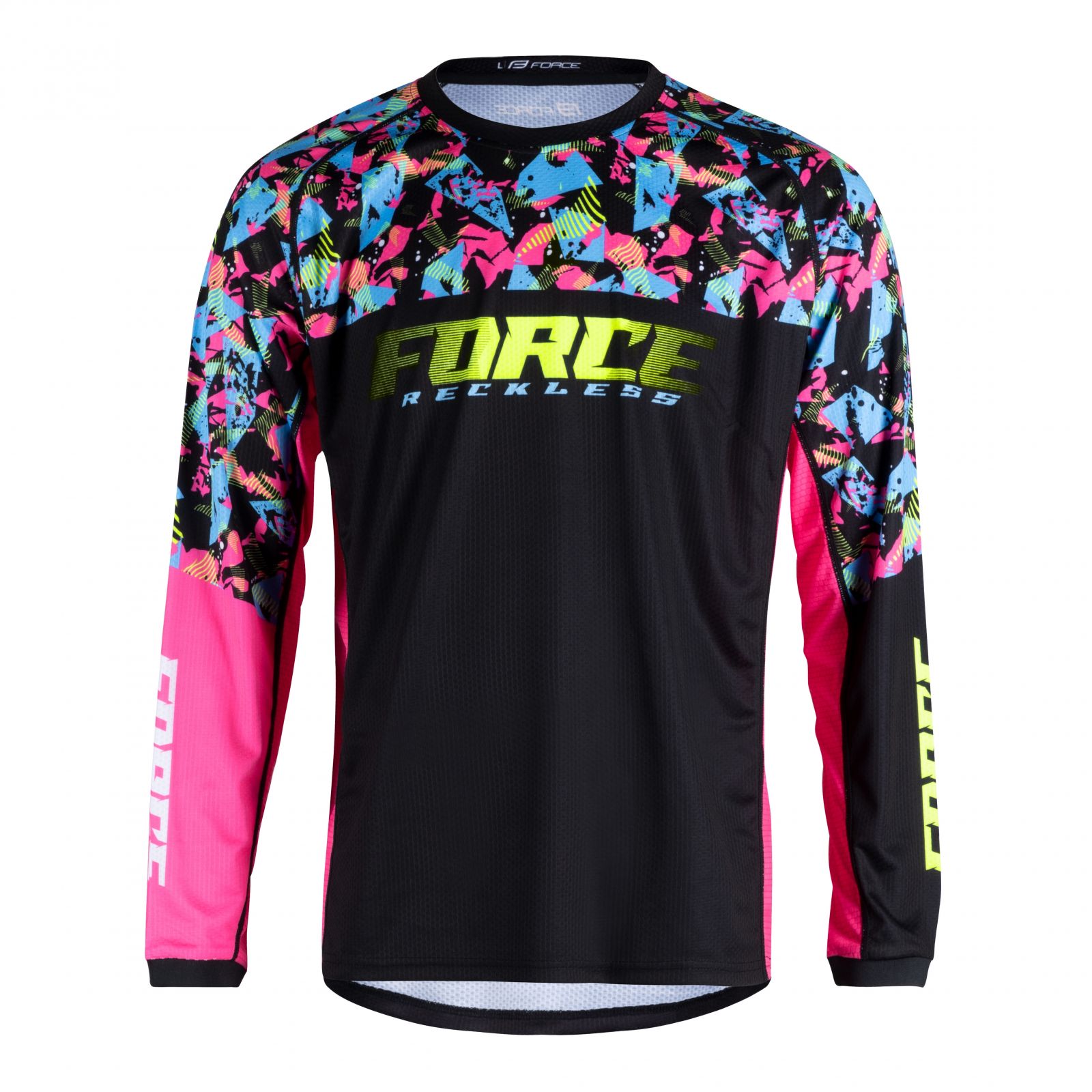 dres F RECKLESS dl. rukáv, černo-růžovo-fluo XL FORCE