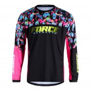 dres F RECKLESS dl. rukáv, černo-růžovo-fluo