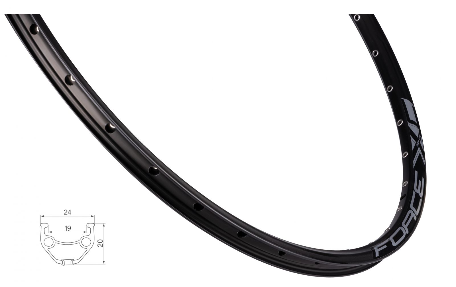 ráfek FORCE XC BASIC DISC 584x19 36děr, černý REMERX