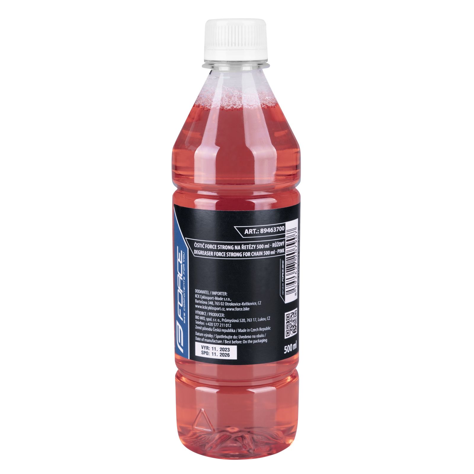 čistič F STRONG na řetězy - 0,5 l, láhev - růžový FORCE