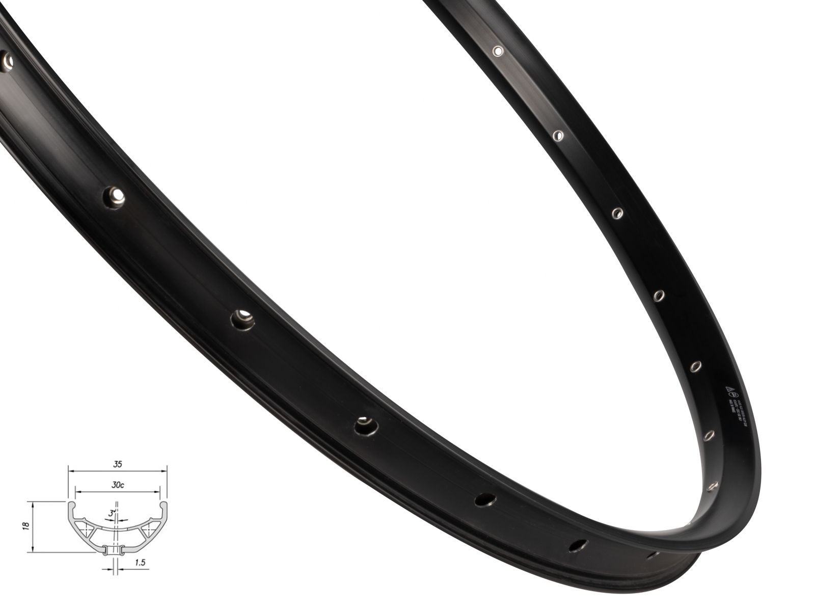 ráfek MACH1 TRUCKY 30 DISC 622x30, 28 děr, černý MACH 1