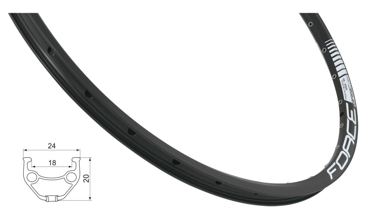 ráfek FORCE BASIC DISC 559x18 36děr, černý