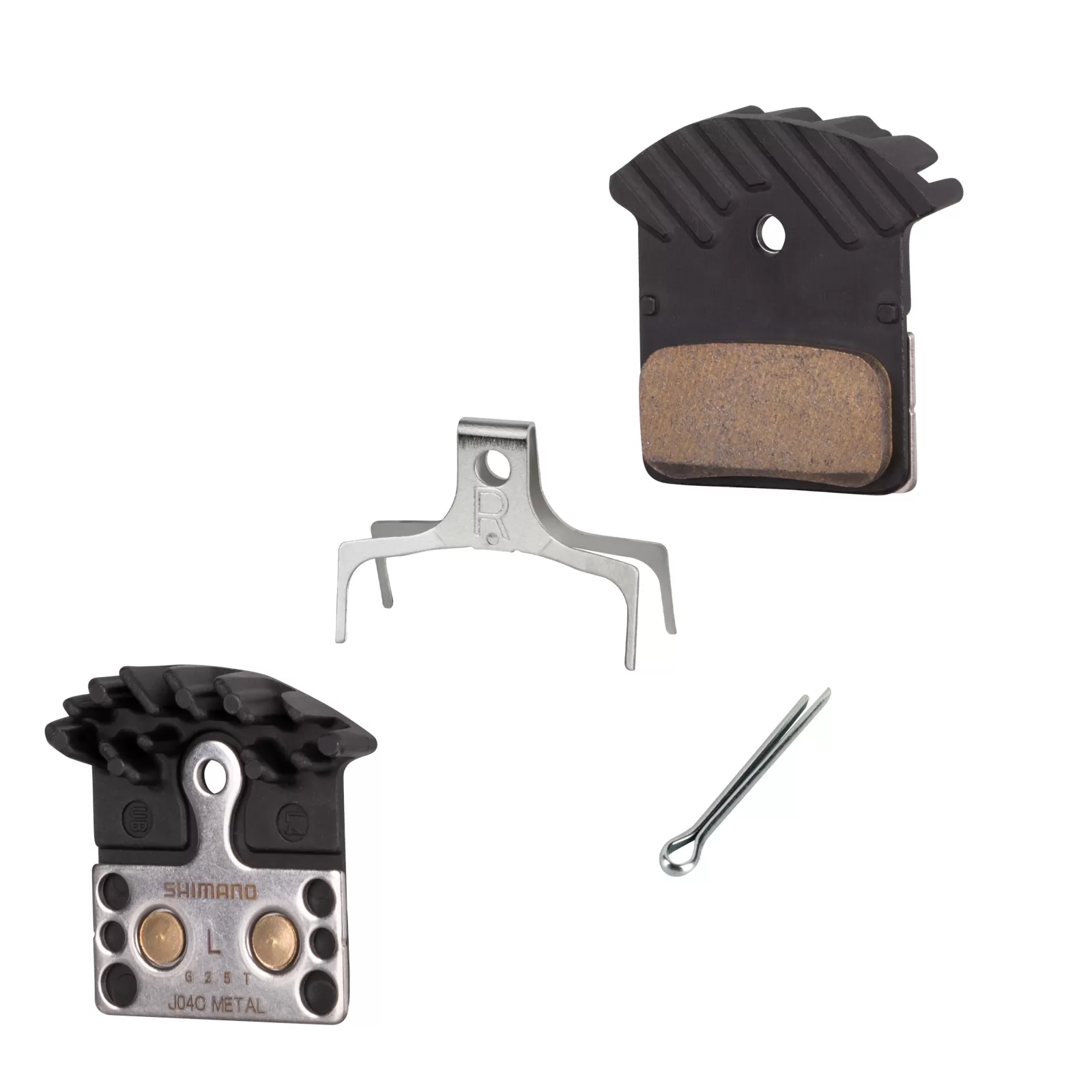 destičky brzd SH J04C kovové, s pružinou+chladič SHIMANO