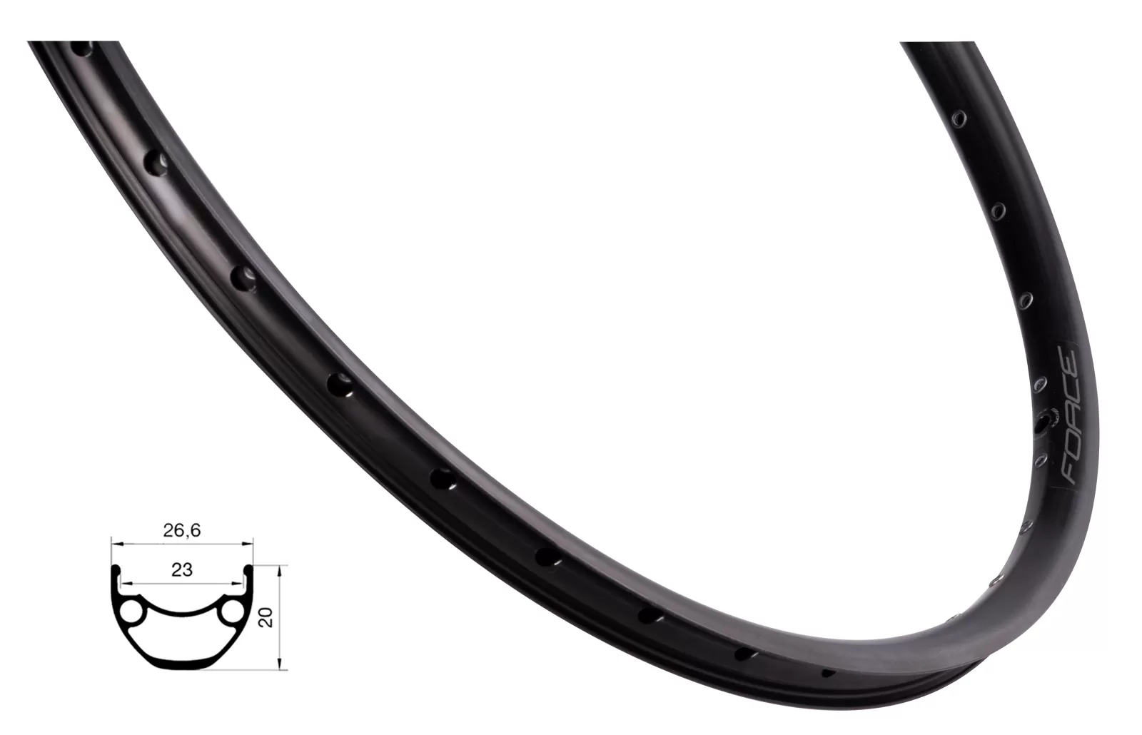 ráfek FORCE XC DISC 559x23, 32děr, černý