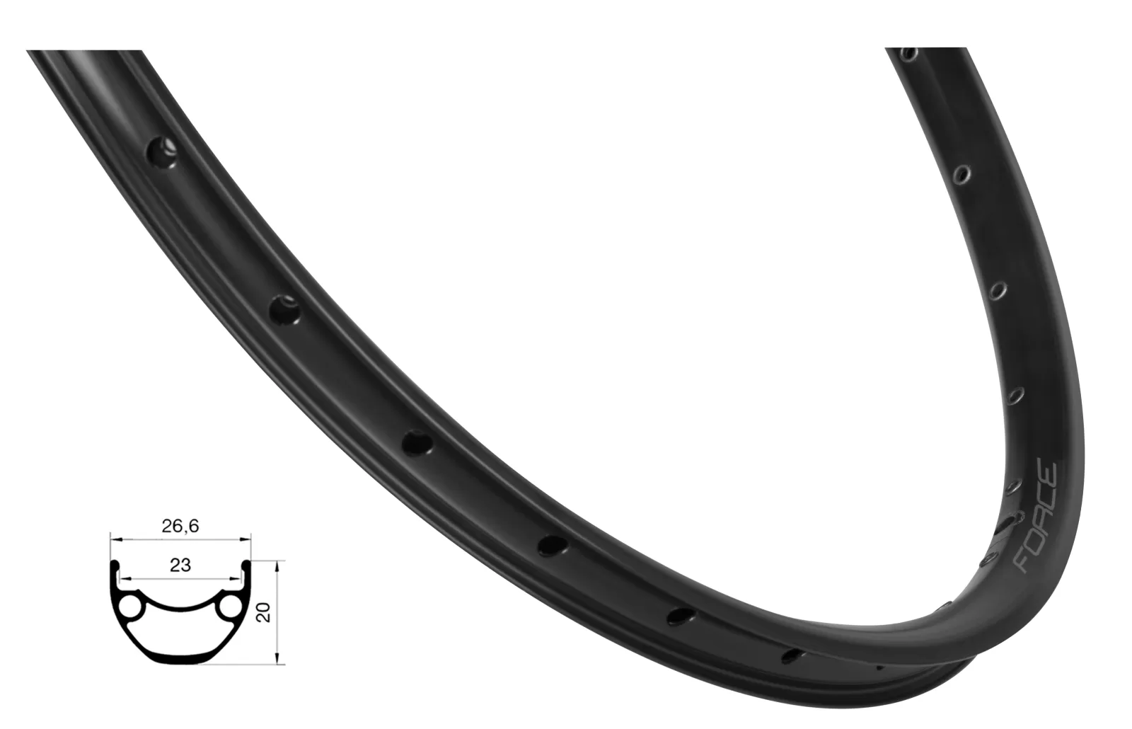 ráfek FORCE XC DISC 584x23, 36děr, černý