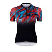 dres F LIFE UNI kr. rukáv, črn-petrol-červený S