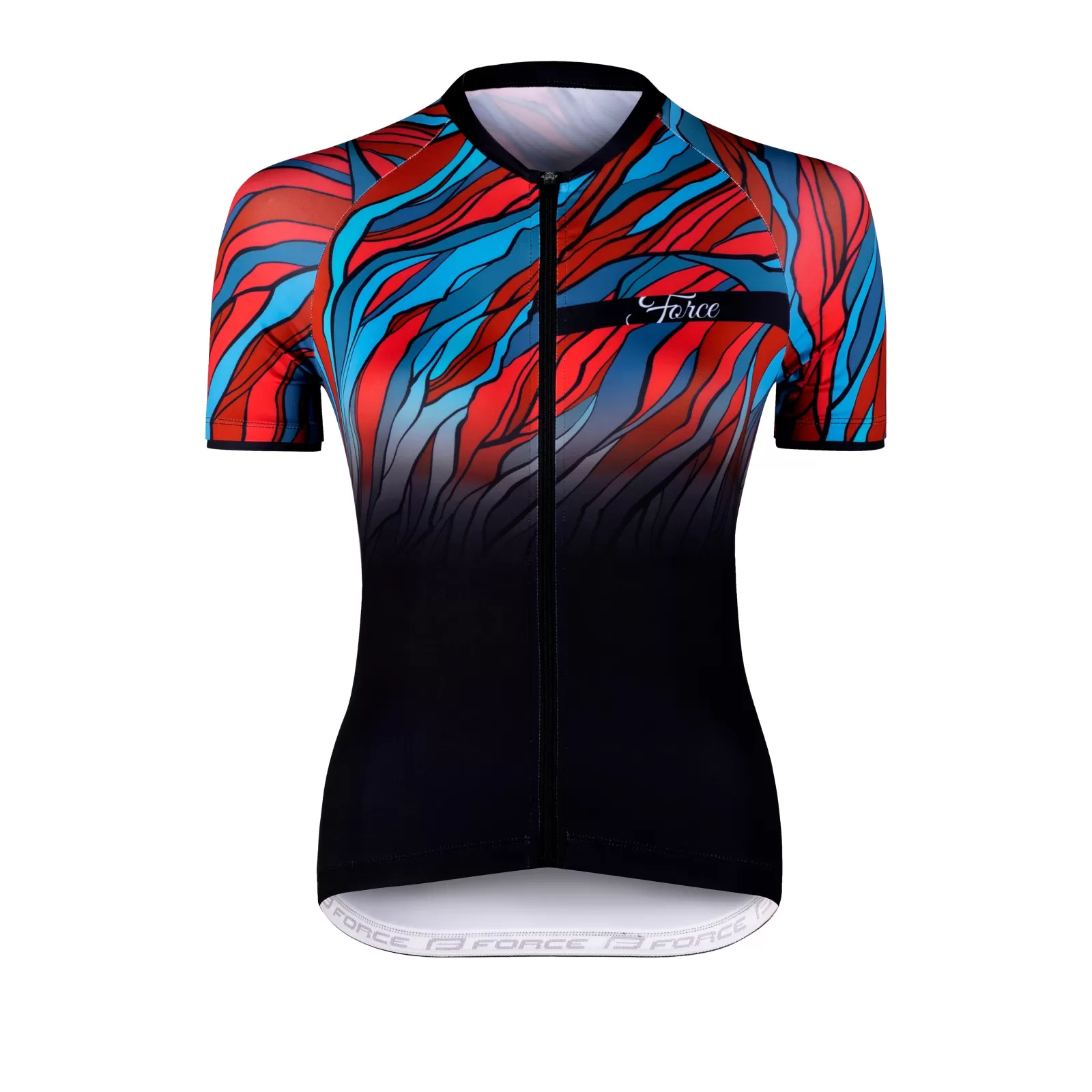 dres F LIFE UNI kr. rukáv, črn-petrol-červený FORCE