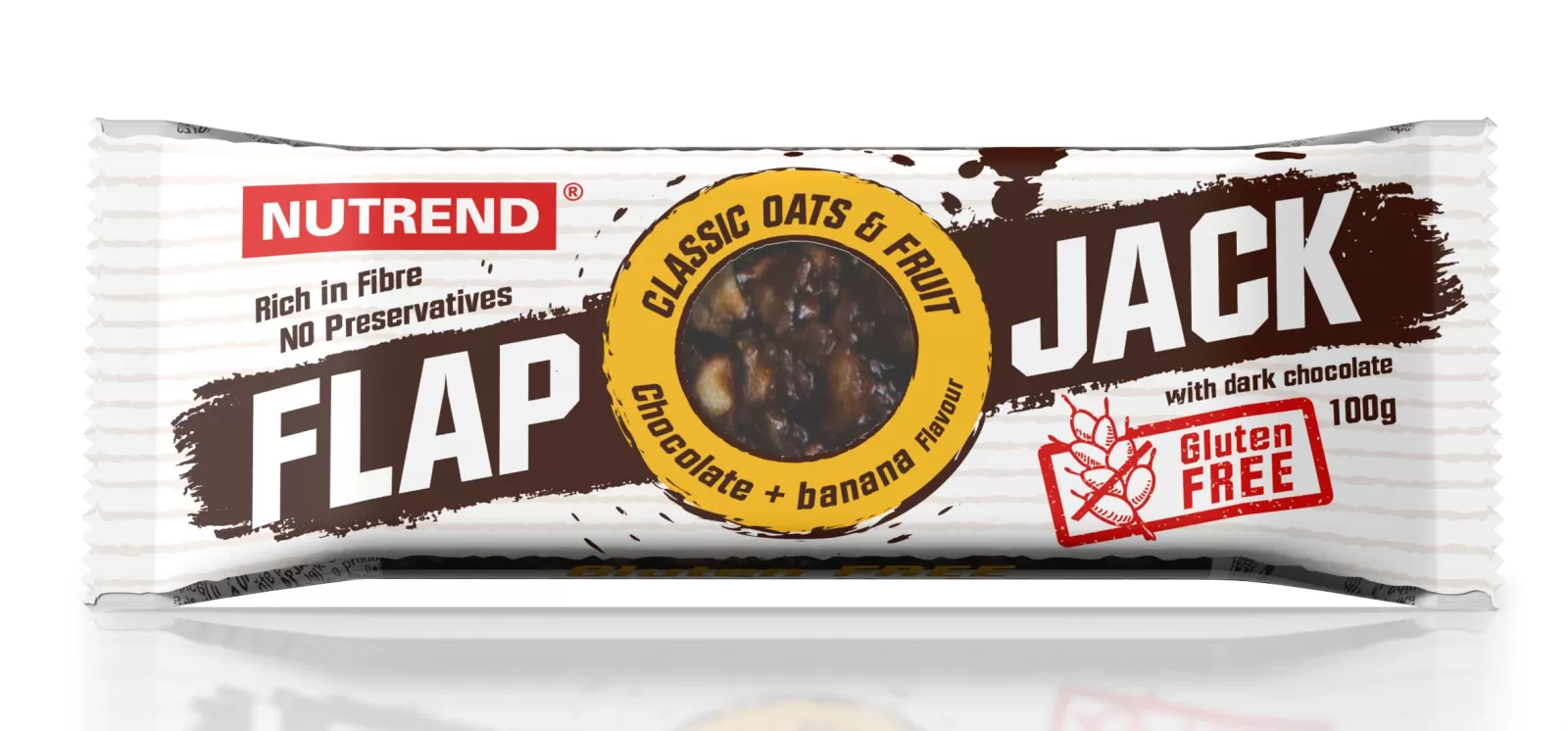 Flapjack,tyčinka, 100g čoko+ban v hoř. čoko II.jak NUTREND