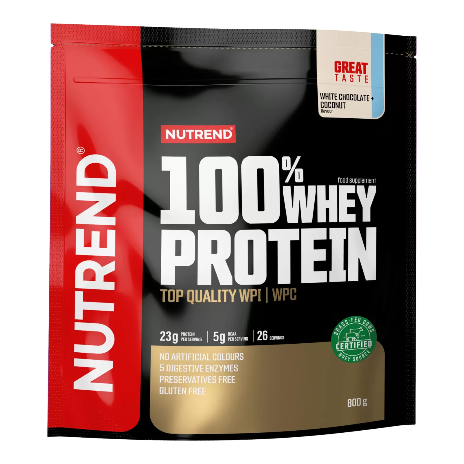 100% Whey Protein, sáček, 800 g bílá čoko a kokos NUTREND