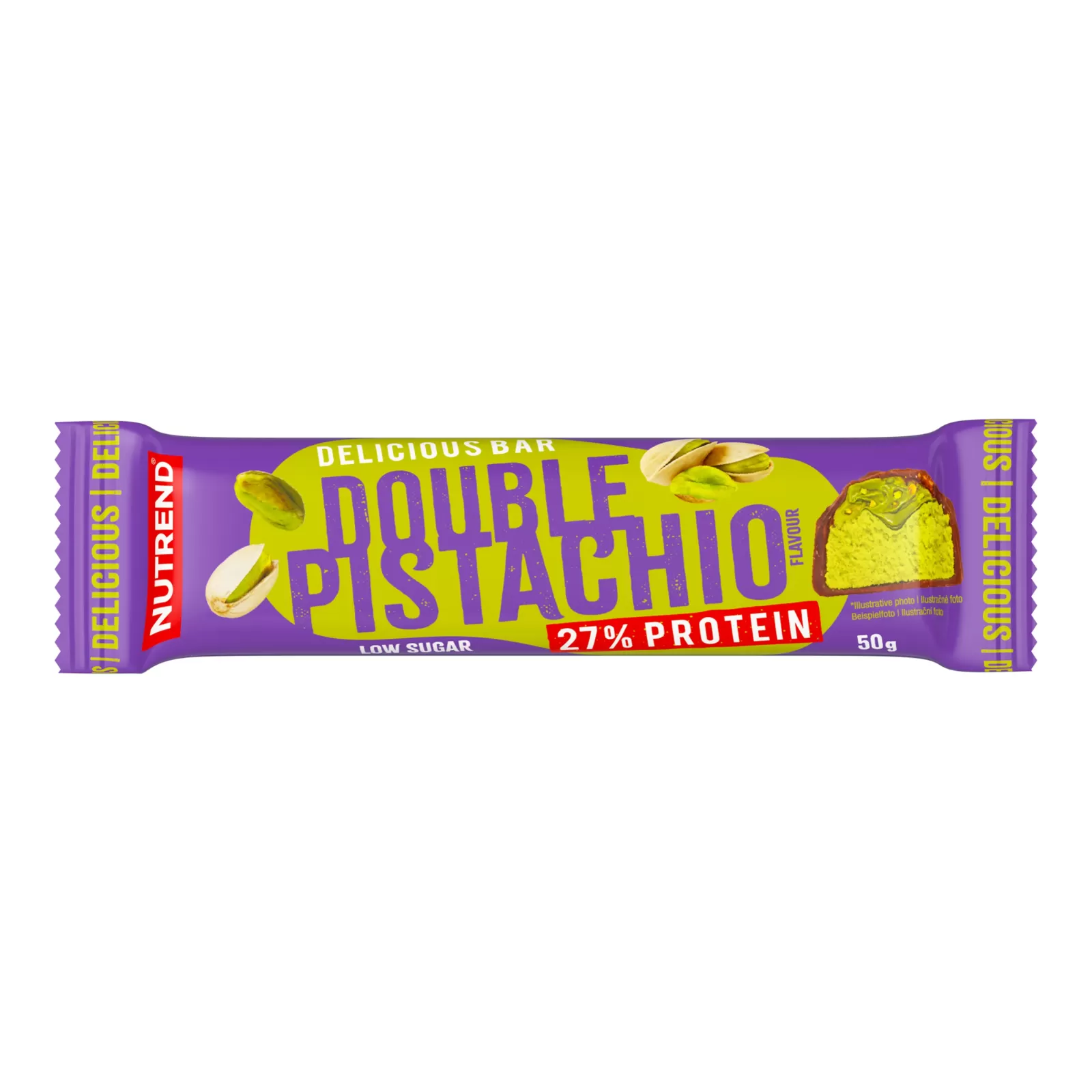 Delicious Bar, tyčinka, 50 g double pistácie NUTREND