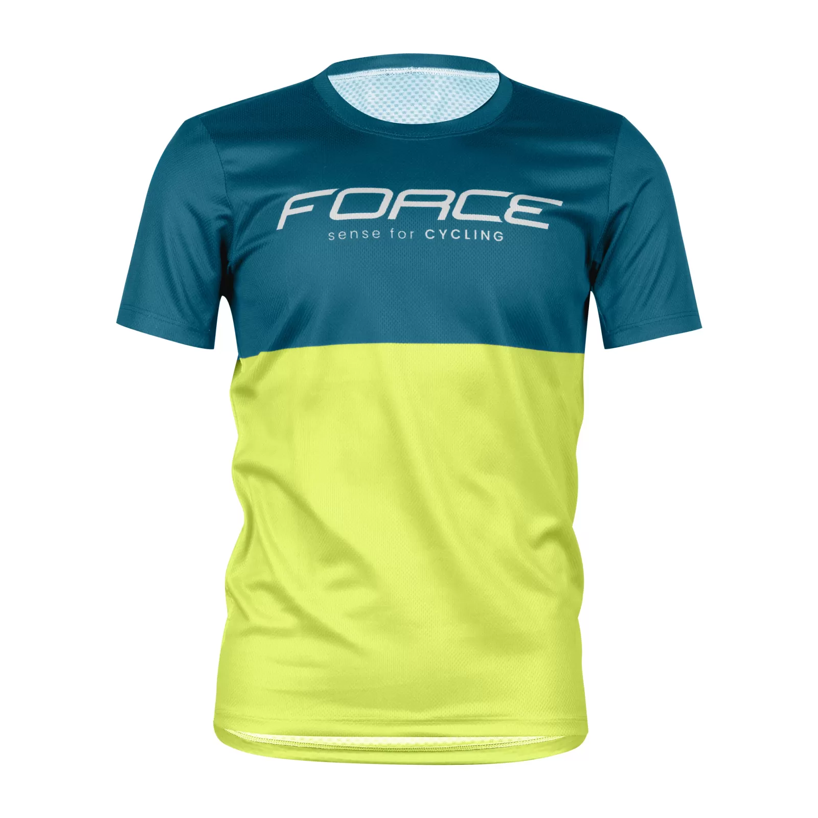 dres FORCE KID MTB CHEERY, modro-limetkový 141-153