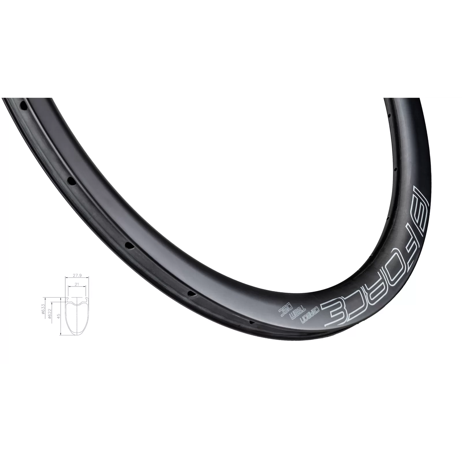 ráfek FORCE siln.plášť. KARBON DISC 45mm Z, 24 děr