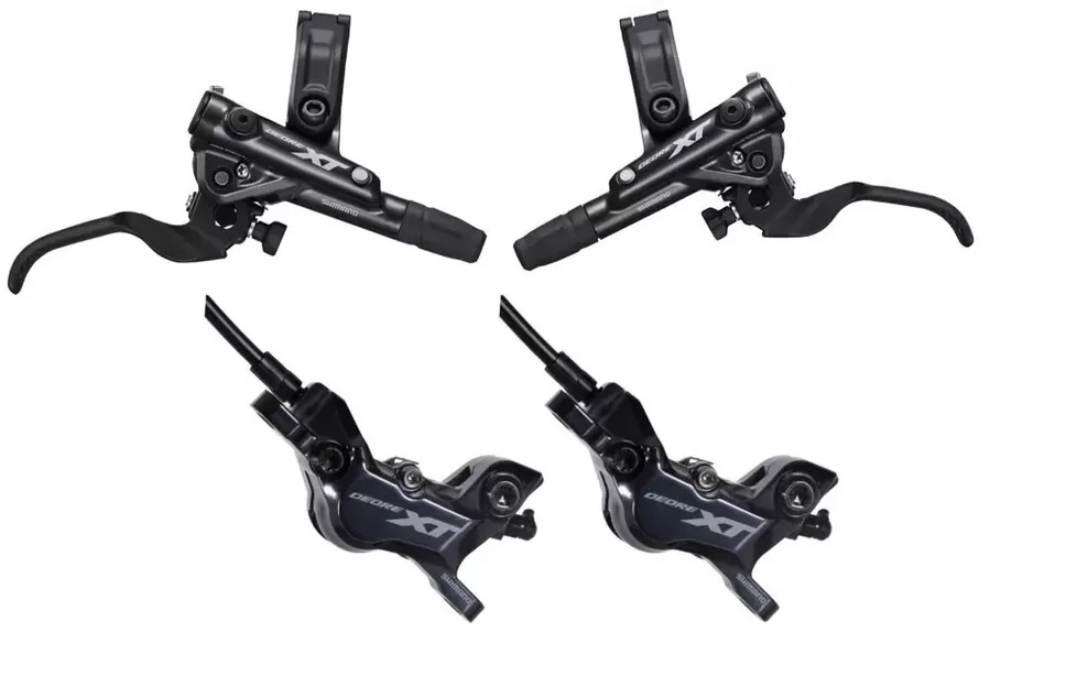 Brzda kotoučová SHIMANO XT M8120 čtyřpístková před. A zad. Komplet bez kotoučů