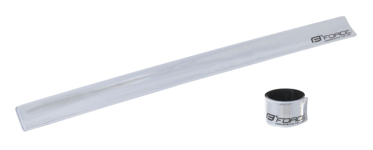 pásek reflexní FORCE samonavíjecí 38 cm, stříbrný