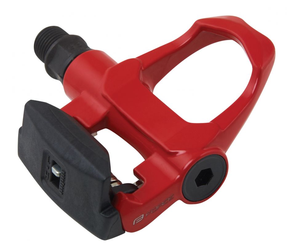 pedály FORCE nášlapné silniční + zarážky, červené