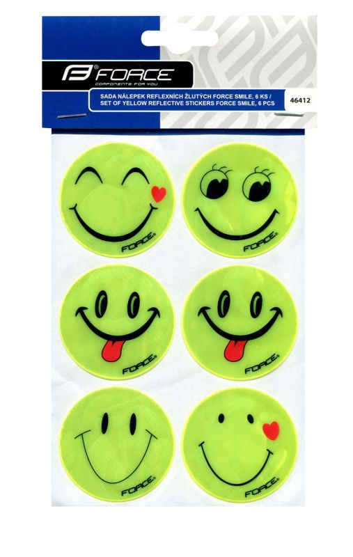 sada nálepek reflexních žlutých FORCE SMILE, 6 ks
