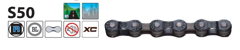 Yaban - Řetěz S50 černo/šedý 6-7x