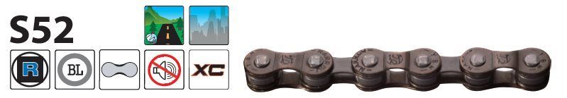 Yaban - Řetěz S52 hnědý 7-8x